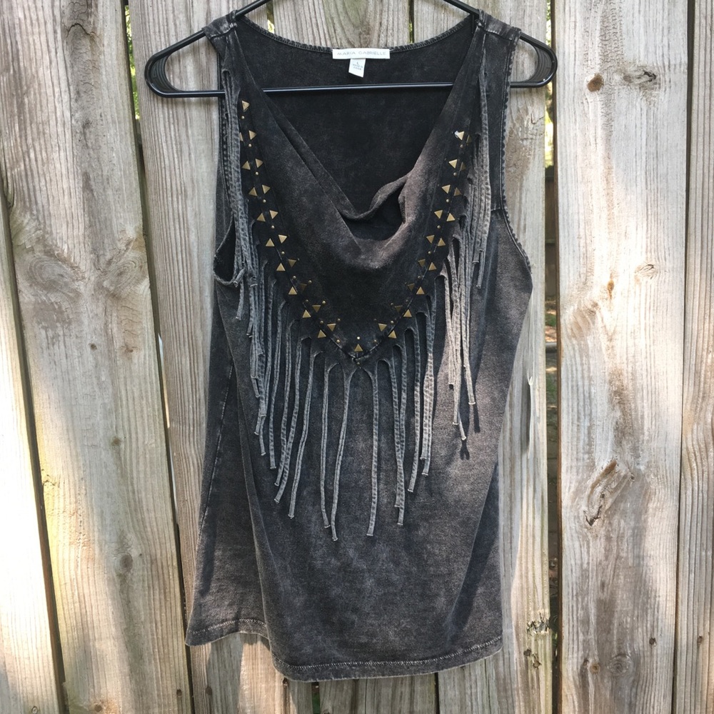 New Maria Gabrielle Fringe Tank Top Size Large